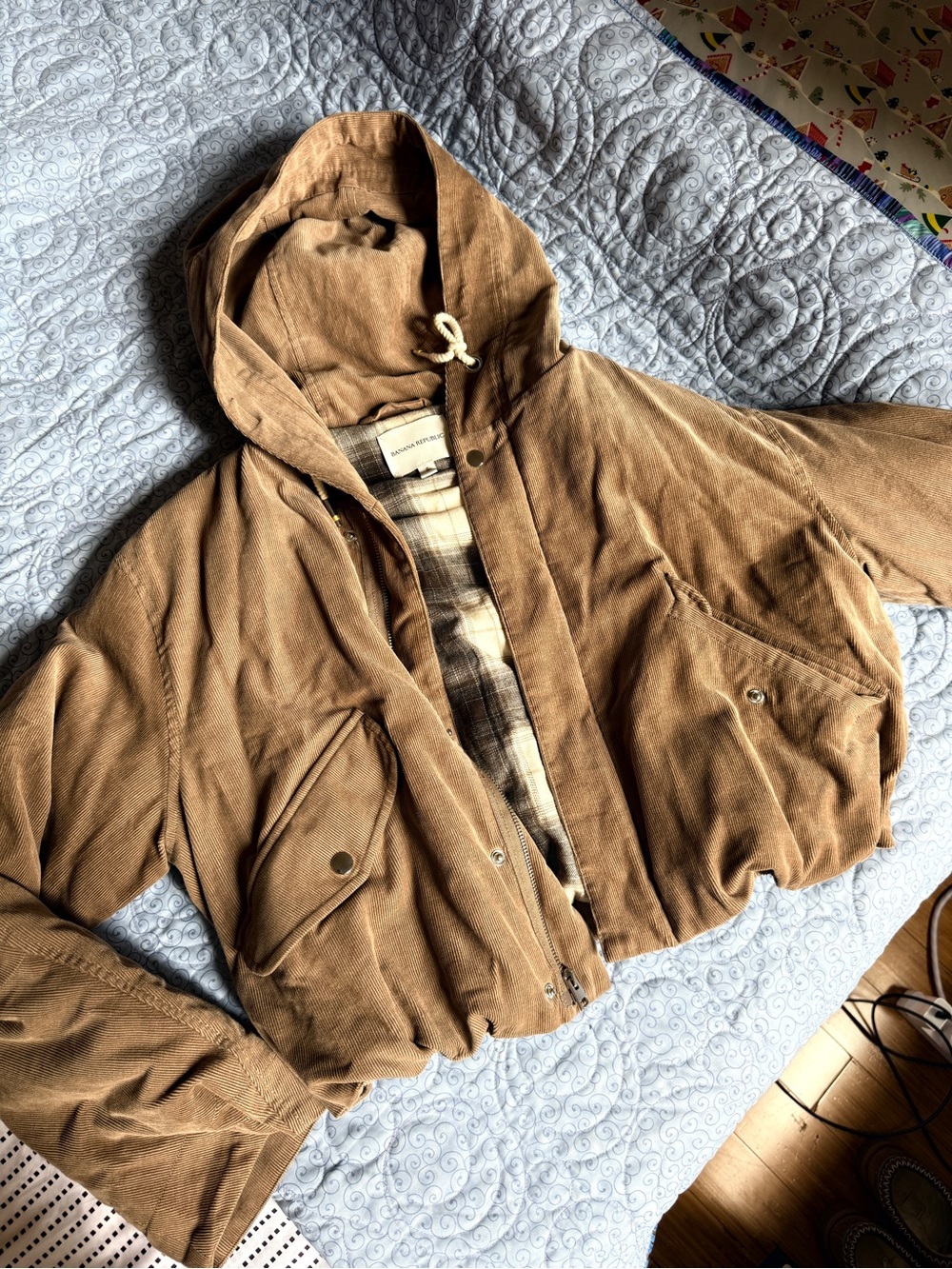 Banana Republic Brown Hooded Bomber Corduroy Jacket